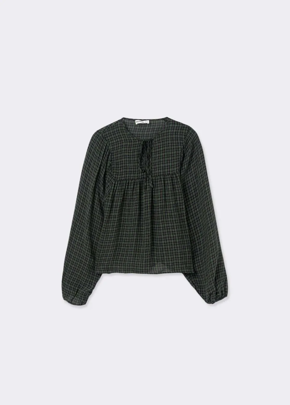 Blusa Cuadros Escote Cuadrado