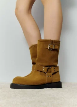 Bota Biker Hebilla Piel