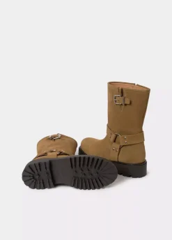 Bota Biker Hebilla Piel