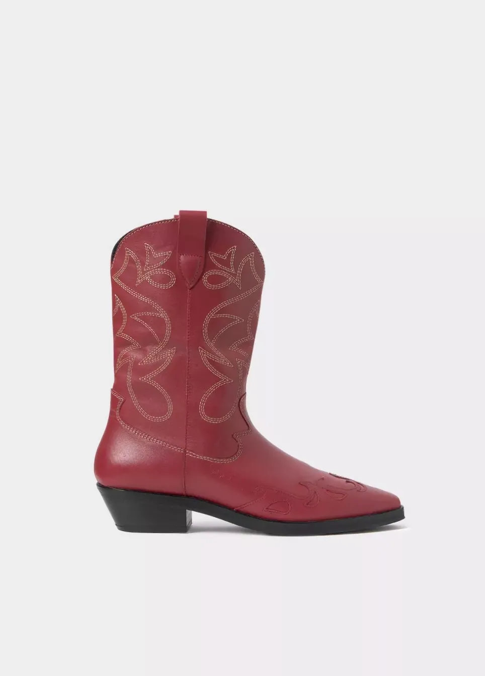 Bota Cowboy Pespuntes Contraste Piel