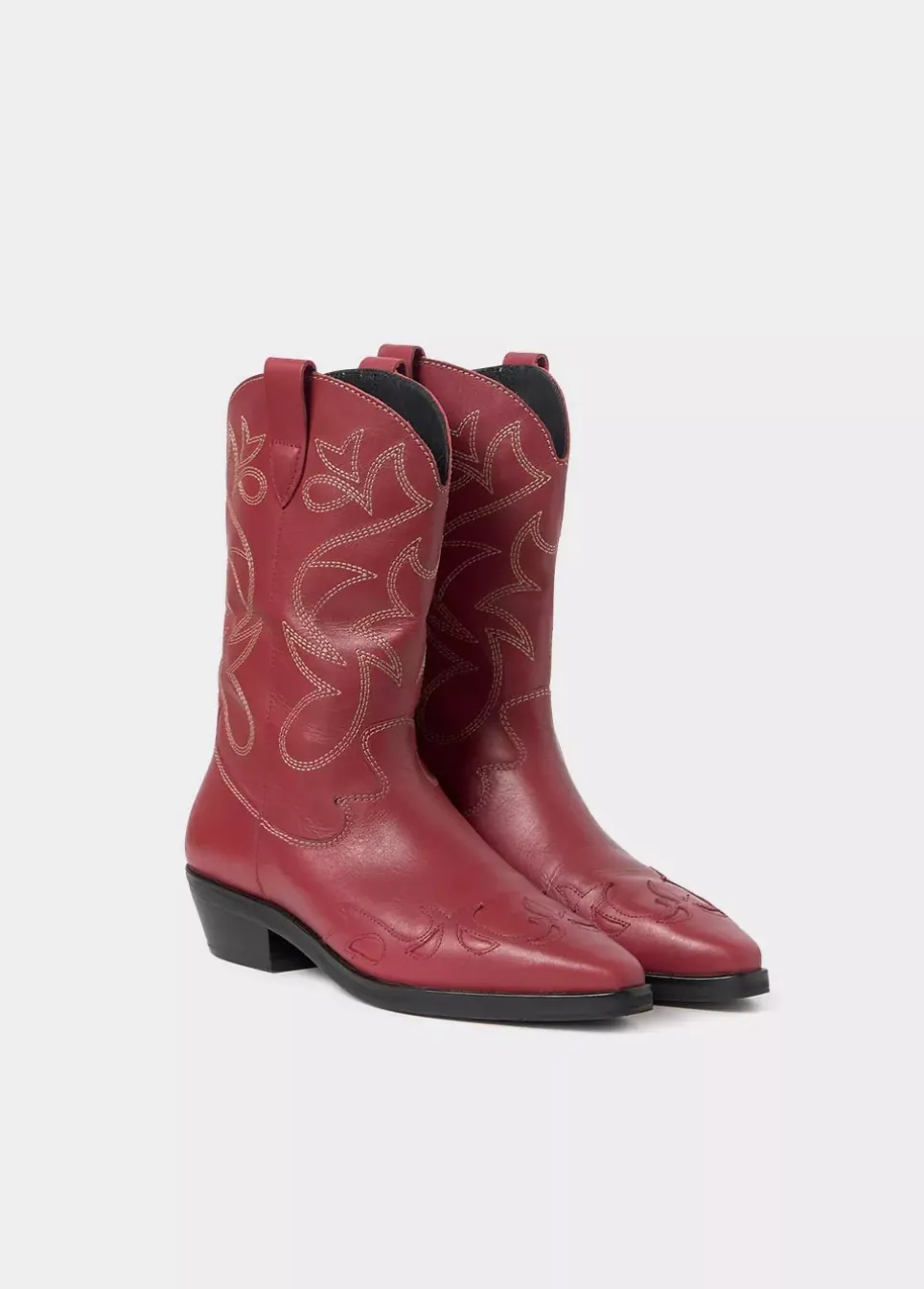 Bota Cowboy Pespuntes Contraste Piel