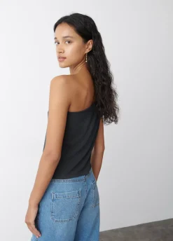 Camiseta Asimetrica Manga Corta Antracita