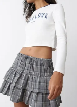 Falda Cuadros Con Lino