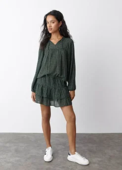 Falda Cuadros Volantes