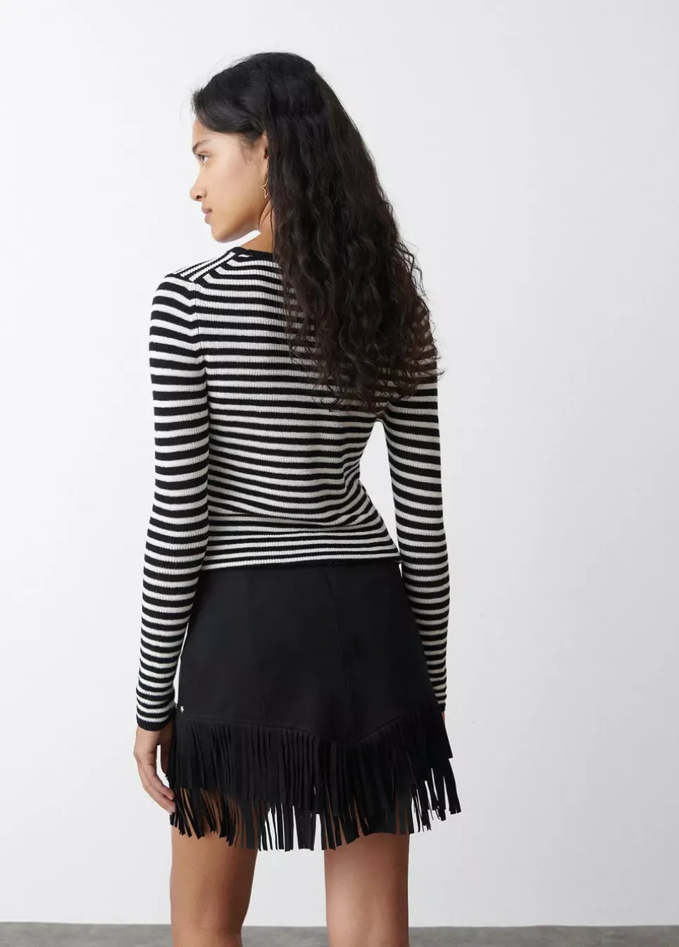 Falda Efecto Ante Flecos Y Tachas