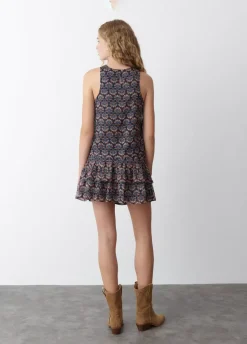 Falda Estampado Indio Volantes Lurex