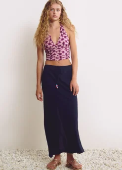 Falda Larga Lisa Detalle Abalorio