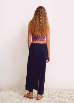 Falda Larga Lisa Detalle Abalorio