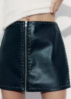 Falda Pu Cremallera Y Tachas