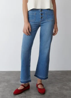 Jeans Culotte Botones Frontales