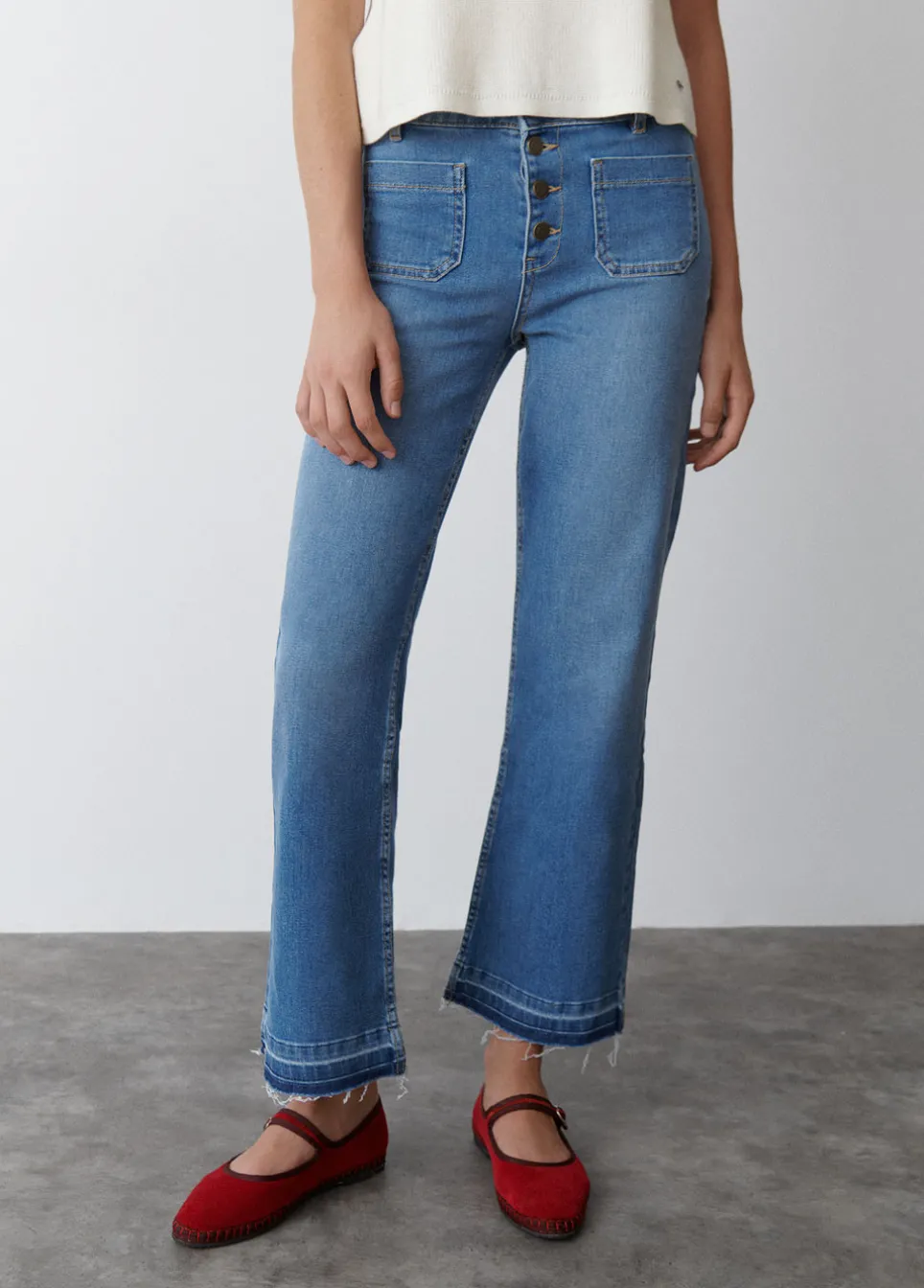 Jeans Culotte Botones Frontales