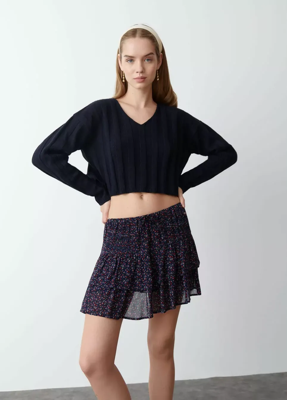 Jersey Cropped Cuello Pico
