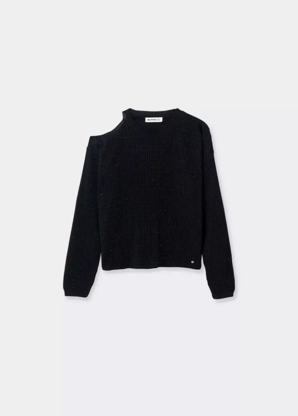 Jersey Cut Out Hilo Metalizado Negro