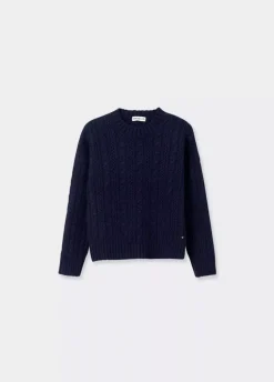 Jersey Trenzas Cuello Redondo Marino