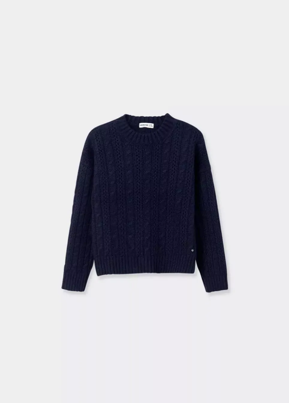 Jersey Trenzas Cuello Redondo Marino