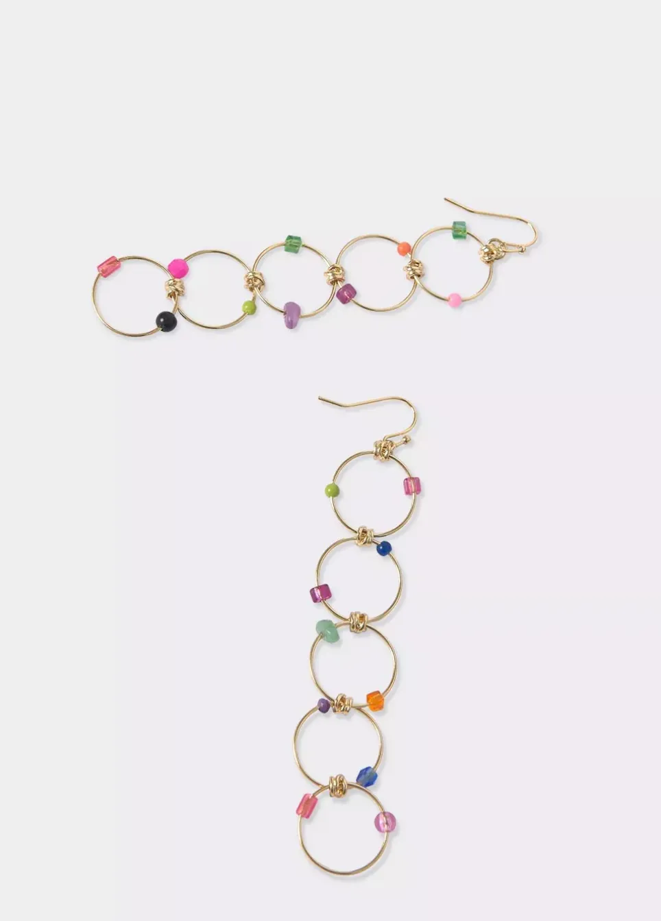 Pendientes Largo Cinco Aros Piedras