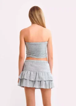 Top Bandeau Tejido Plateado