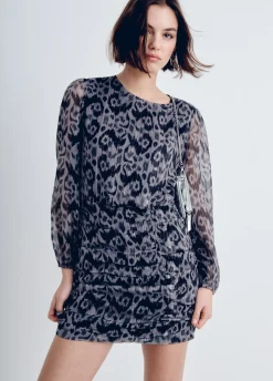 Vestido Drapeado Estampado Ikat