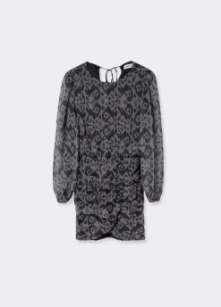 Vestido Drapeado Estampado Ikat